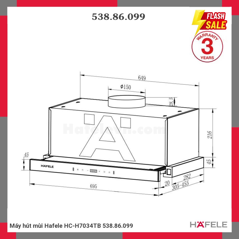 Máy hút mùi Hafele HC-H7034TB 538.86.099