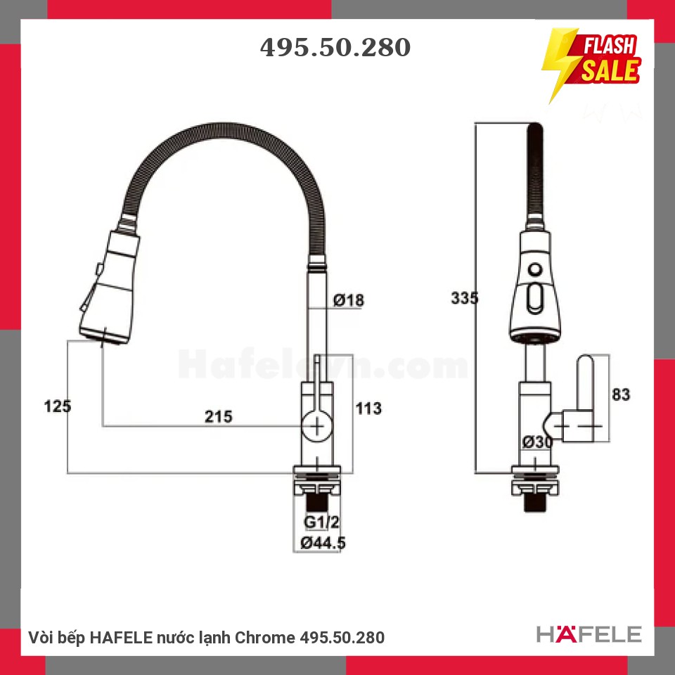 Vòi bếp HAFELE nước lạnh Chrome 495.50.280