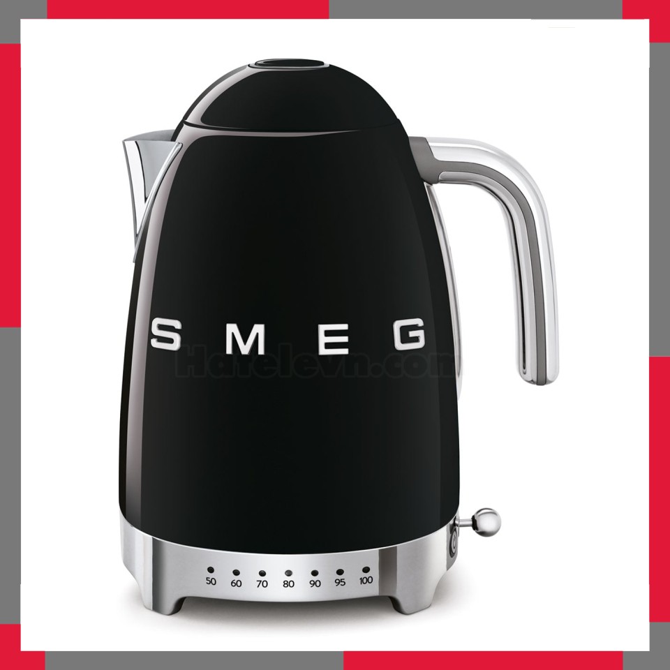 Ấm đun siêu tốc có nhiệt độ hiệu Smeg model KLF04BLEU màu đen