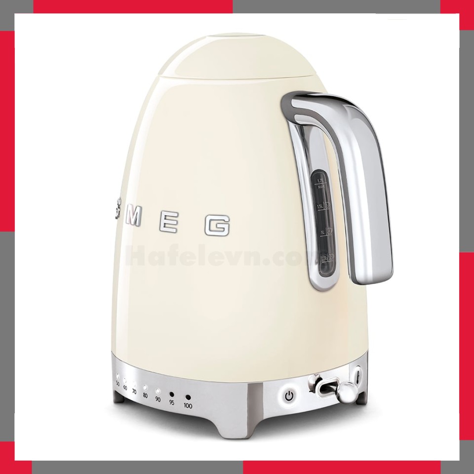 Ấm đun siêu tốc có nhiệt độ hiệu Smeg model KLF04CREU màu kem