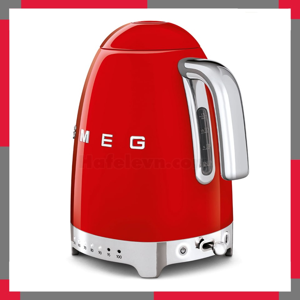 Ấm đun siêu tốc có nhiệt độ hiệu Smeg model KLF04RDEU màu đỏ