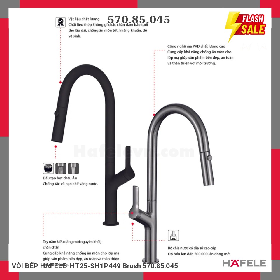VÒI BẾP HAFELE HT25-SH1P449 Brush 570.85.045