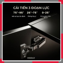 Bản lề thép giảm chấn góc nhỏ 3 đoạn lực series G2.0 HiGold 813788