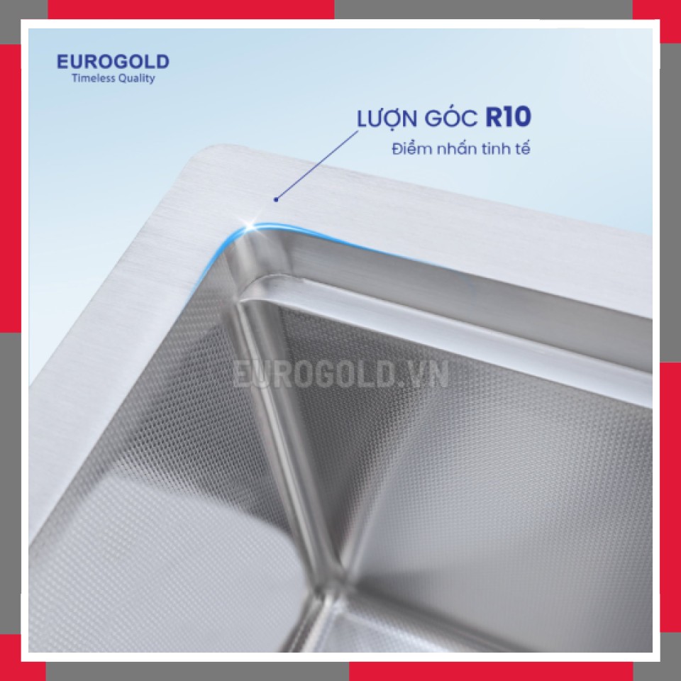 Chậu Rửa Bát âm 2 Hố Lệch Chống Xước Inox 304 EuroGold EUC28245GB