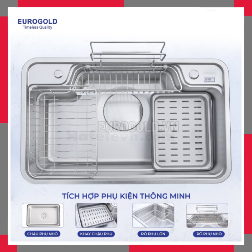 Chậu Rửa Bát Chống Xước Dập Liền Khối EuroGold EUC88050EB