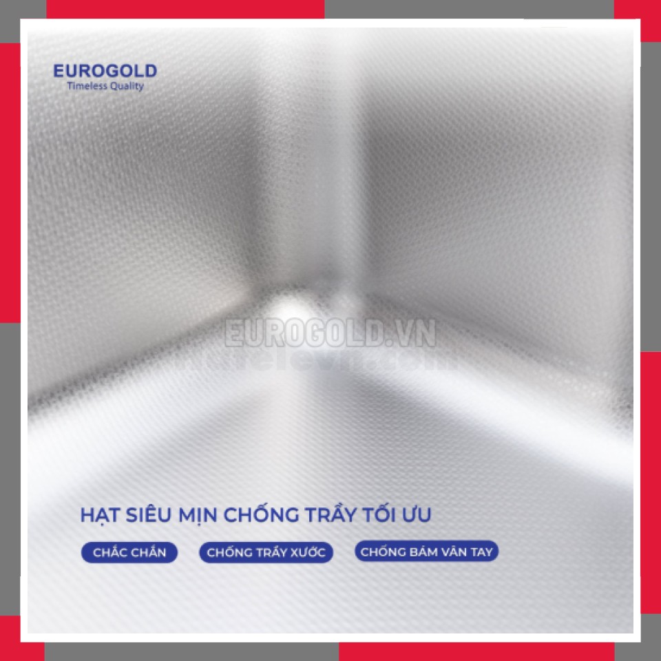 Chậu Rửa Bát Chống Xước Dập Liền Khối EuroGold EUC88050EB