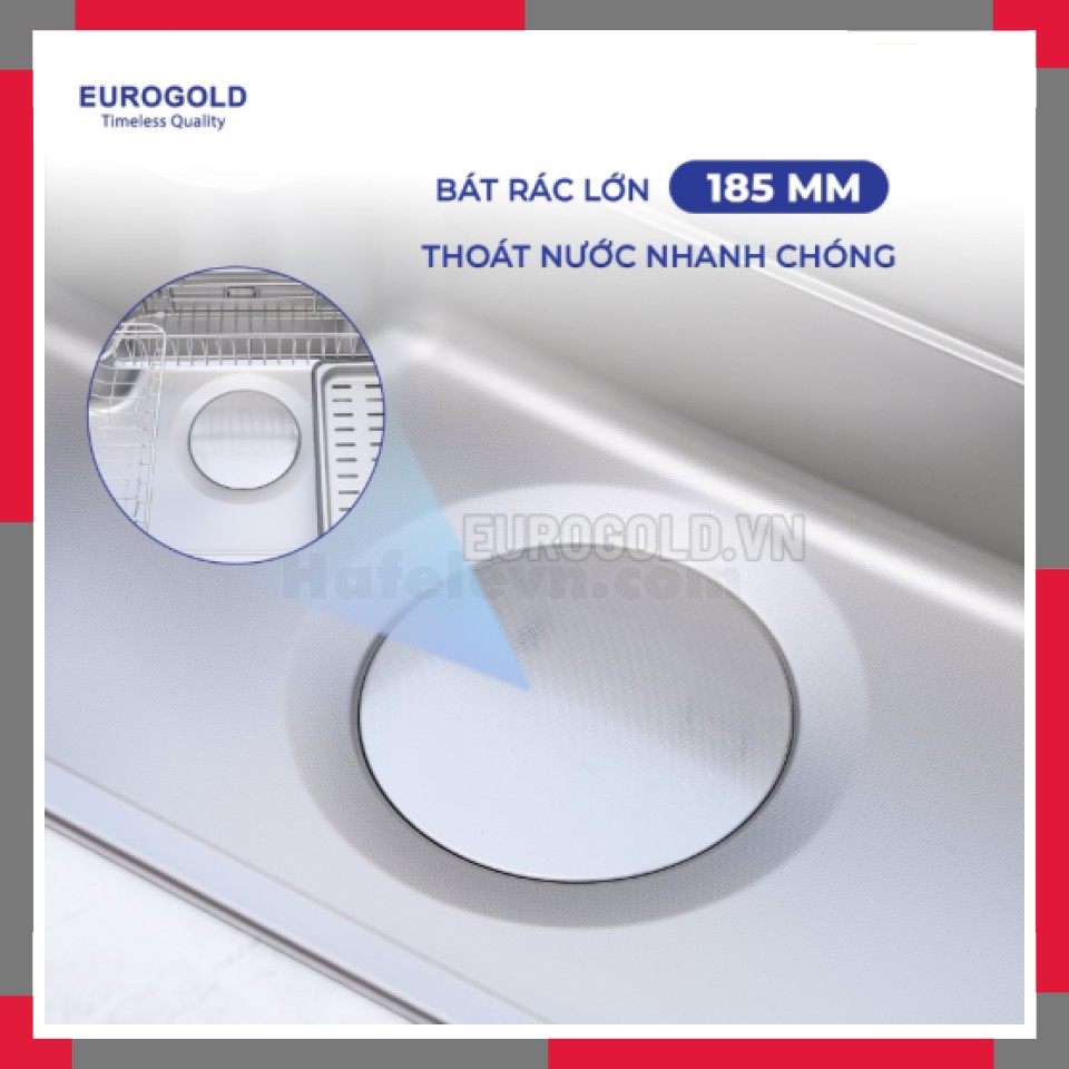 Chậu Rửa Bát Chống Xước Dập Liền Khối EuroGold EUC88050EB