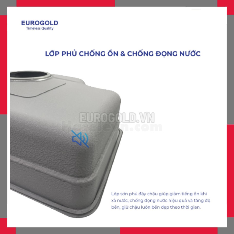 Chậu Rửa Bát Chống Xước Dập Liền Khối EuroGold EUC88050EB