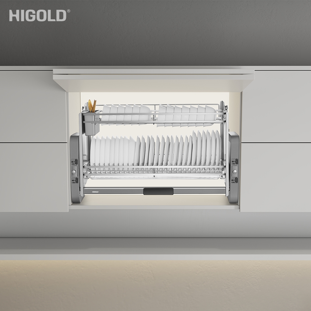 GIÁ BÁT ĐĨA NÂNG HẠ - GỒM HỘP ĐỰNG ĐŨA THÌA HiGold 401331