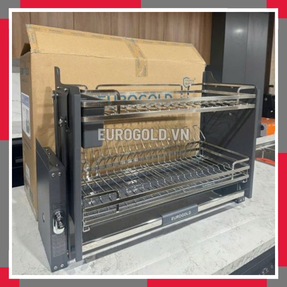 Giá Bát đĩa Nâng Hạ Inox 304 Khung Màu Ghi EuroGold EVI190G