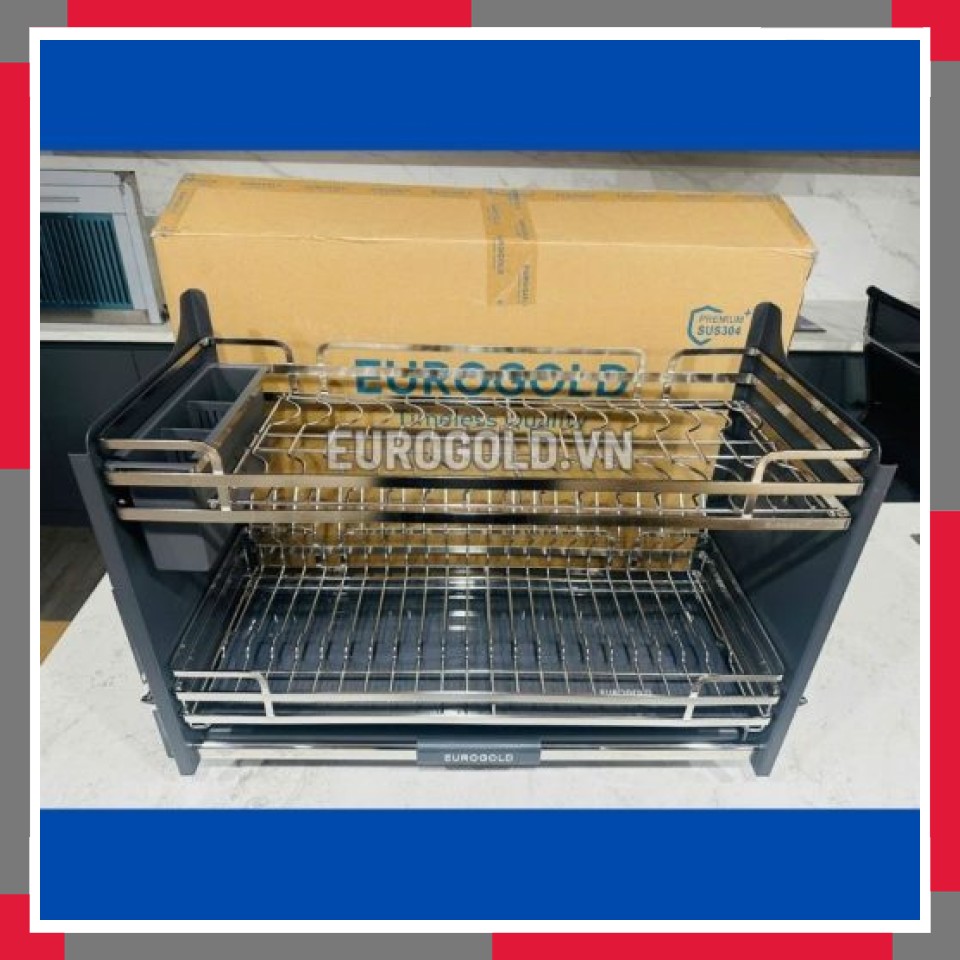 Giá Bát đĩa Nâng Hạ Inox 304 Khung Màu Ghi EuroGold EVI190G
