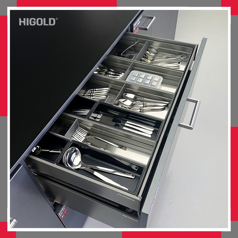 Hệ khay chia ngăn kéo nhôm hàng không cao cấp JR HiGold 301092