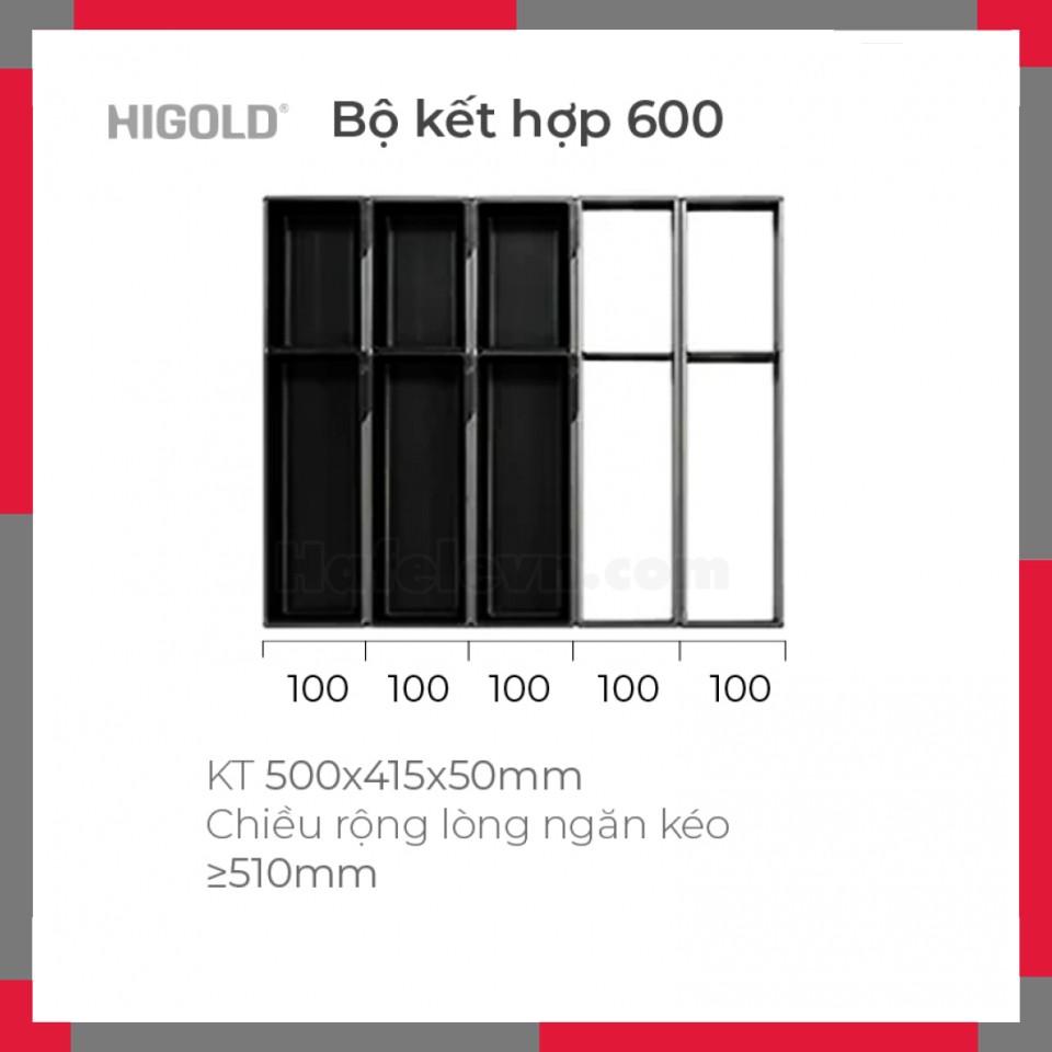 Hệ khay chia ngăn kéo nhôm hàng không cao cấp JR HiGold 301092