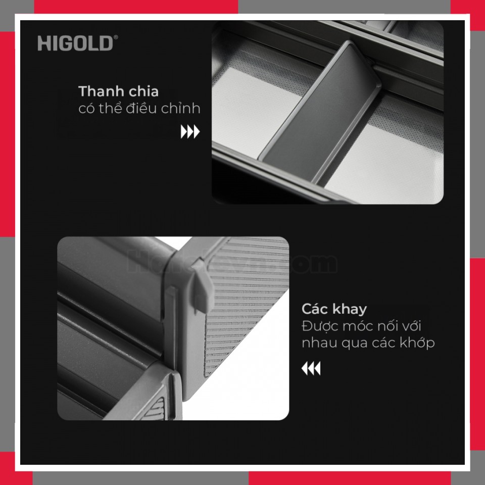 Hệ khay chia ngăn kéo nhôm hàng không cao cấp JR HiGold 301092