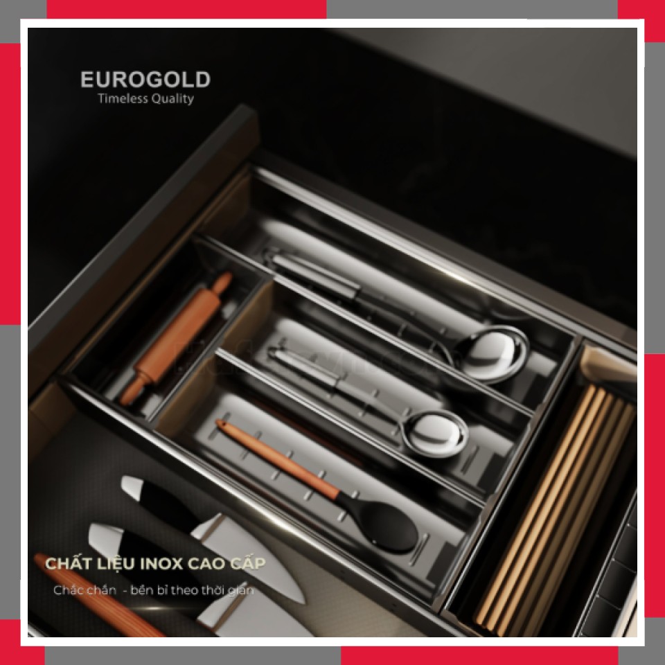 Khay Chia Thìa Dĩa Inox 304 Mỏ Rộng EuroGold E0650E