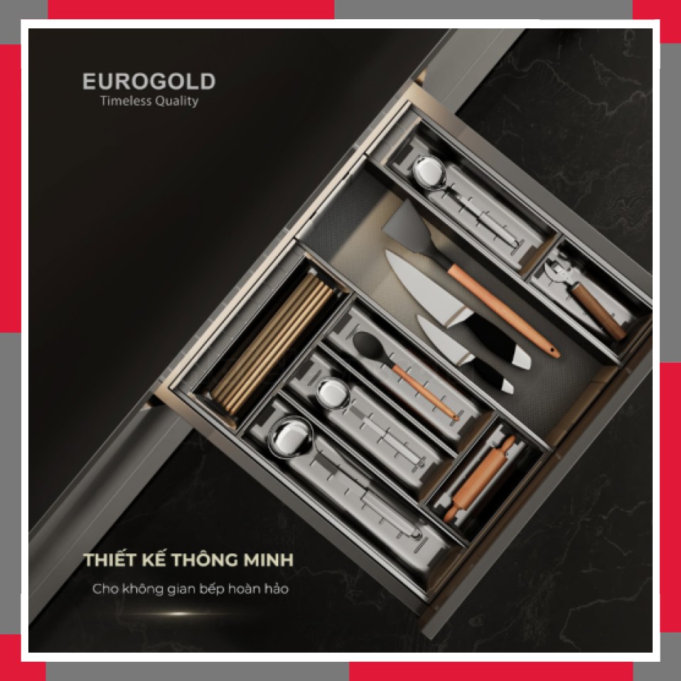 Khay Chia Thìa Dĩa Inox 304 Mỏ Rộng EuroGold E0650E