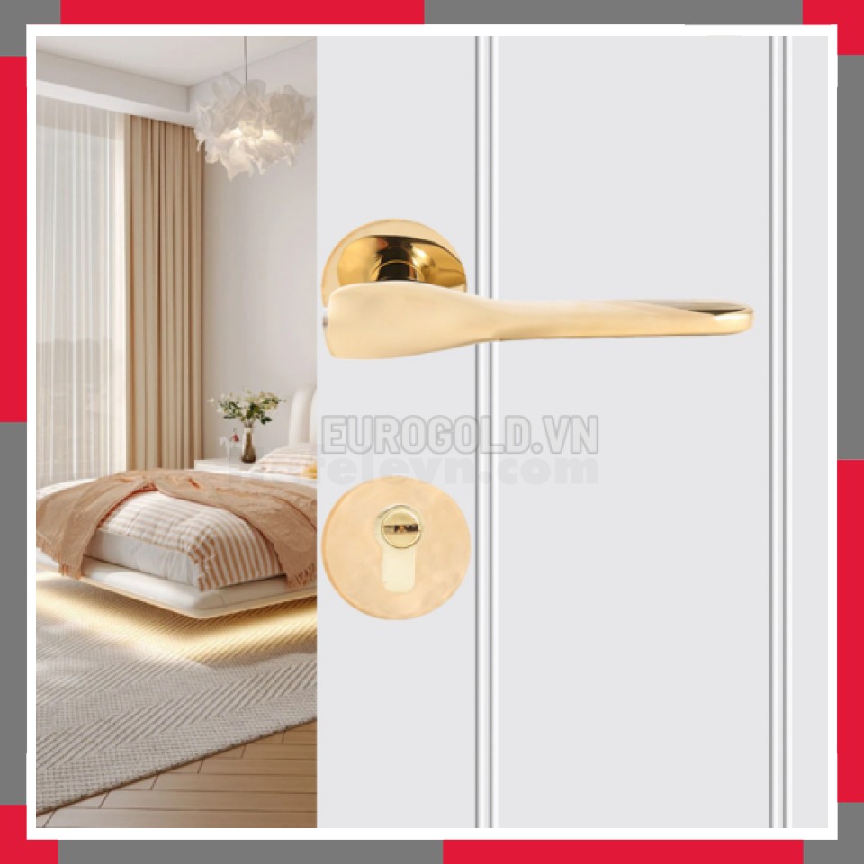 Khóa Cửa Phân Thể, Khóa Cửa đi Thông Phòng Hợp Kim Cao Cấp Mạ Pvd Vàng Bóng EuroGold 72F68