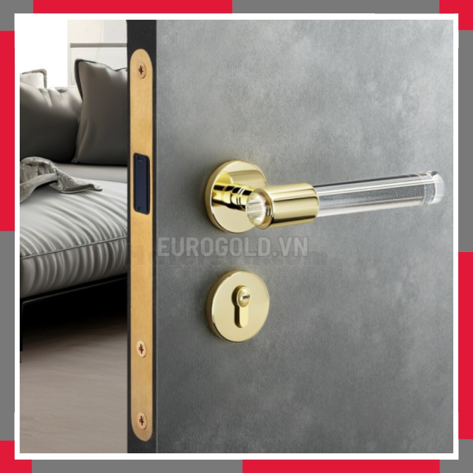 Khóa Cửa Phân Thể, Khóa Cửa đi Thông Phòng Hợp Kim + Tay Cầm Mica Cao Cấp EuroGold BH72F331