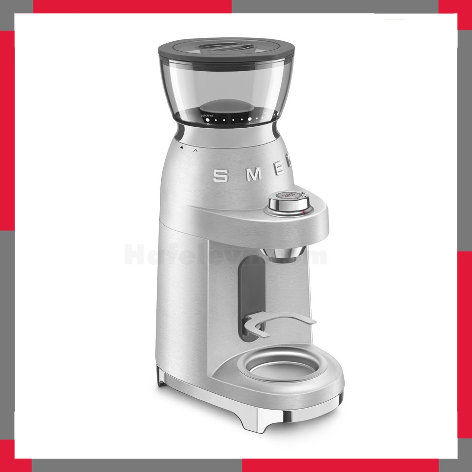 Máy xay cà phê Smeg, model CGF02SSEU, màu thép không gỉ (màu inox)