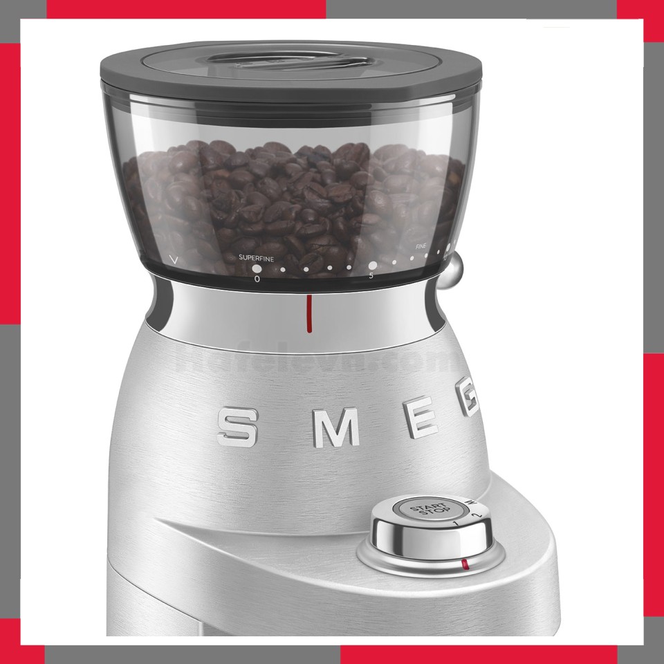 Máy xay cà phê Smeg, model CGF02SSEU, màu thép không gỉ (màu inox)
