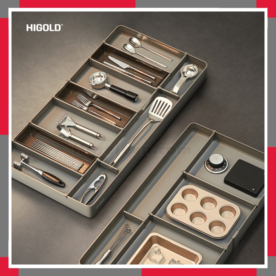 Ngăn kéo âm tích hợp hệ khay chia thìa dĩa Shearer 4.0 HiGold 301851
