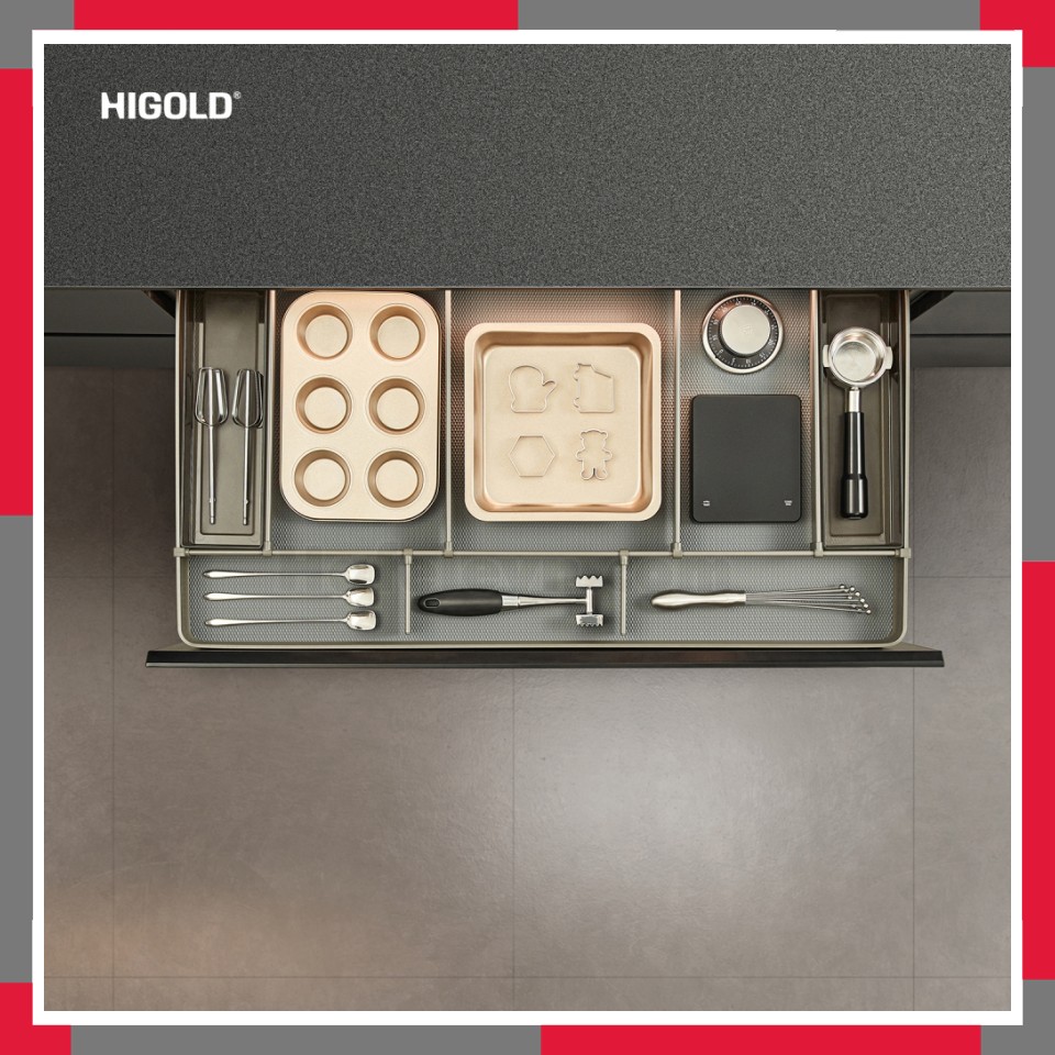 Ngăn kéo âm tích hợp hệ khay chia thìa dĩa Shearer 4.0 HiGold 301851