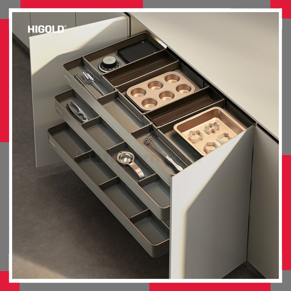 Ngăn kéo âm tích hợp hệ khay chia thìa dĩa Shearer 4.0 HiGold 301856