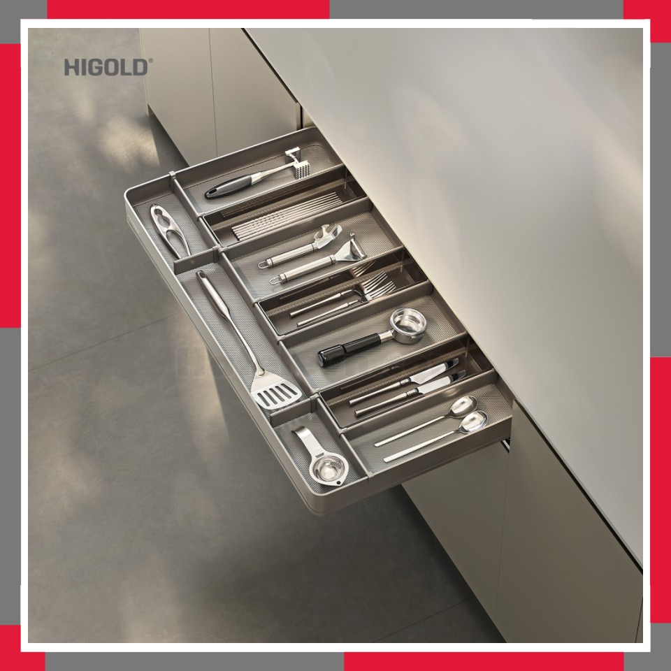 Ngăn kéo âm tích hợp hệ khay chia thìa dĩa Shearer 4.0 HiGold 301856