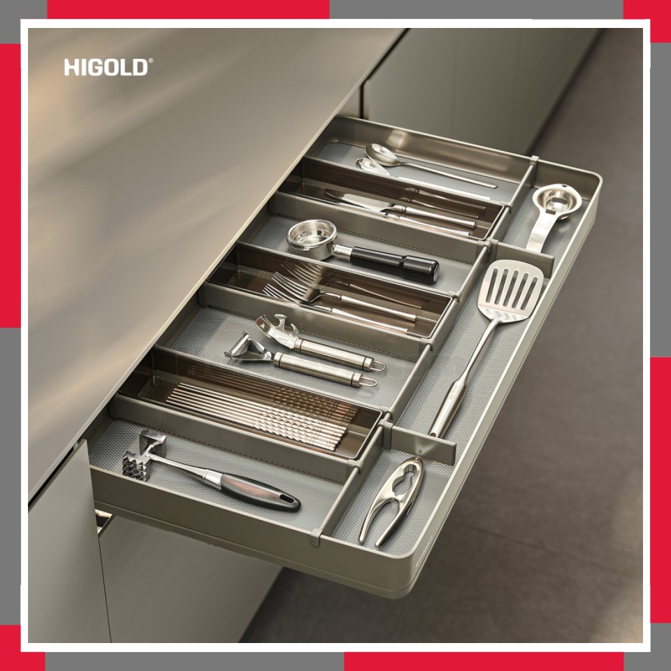 Ngăn kéo âm tích hợp hệ khay chia thìa dĩa Shearer 4.0 HiGold 301856