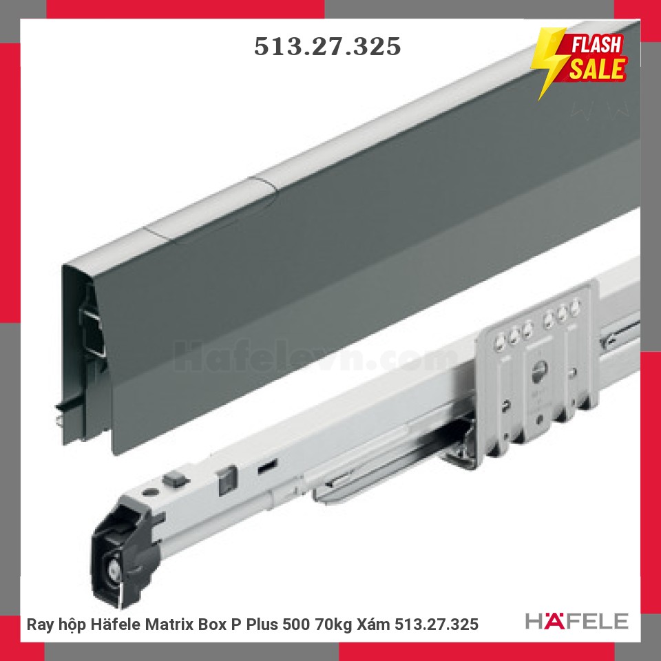 Ray hộp Häfele Matrix Box P Plus 500 70kg Xám 513.27.325