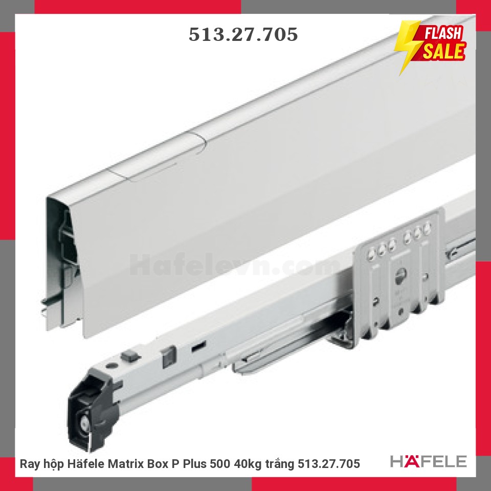 Ray hộp Häfele Matrix Box P Plus 500 40kg trắng 513.27.705