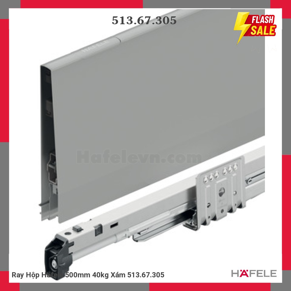 Ray Hộp Häfele 500mm 40kg Xám 513.67.305