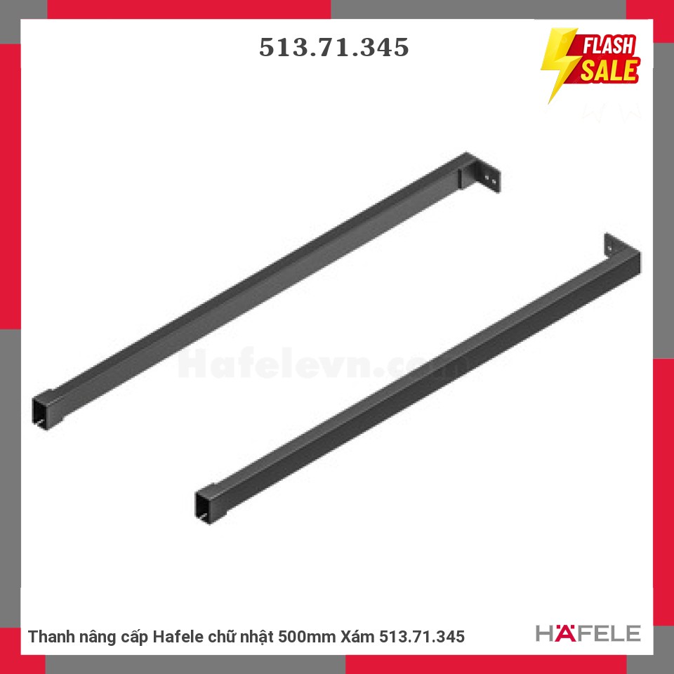 Thanh nâng cấp Hafele chữ nhật 500mm Xám 513.71.345