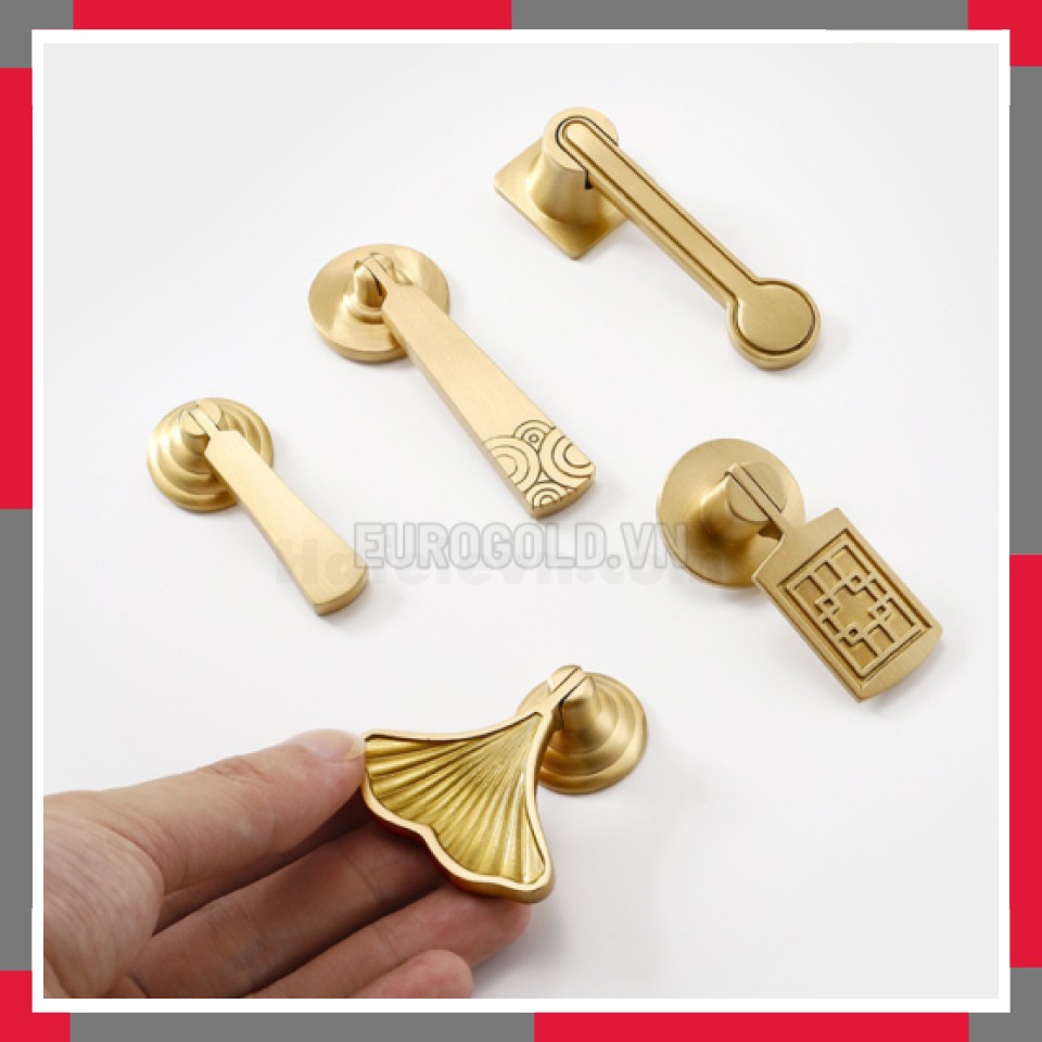 Tay Nắm Tủ đồng Nguyên Chất Hình Lá EuroGold BHER7