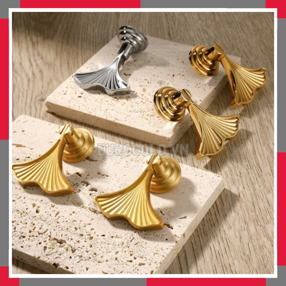 Tay Nắm Tủ đồng Nguyên Chất Hình Lá EuroGold BHER7