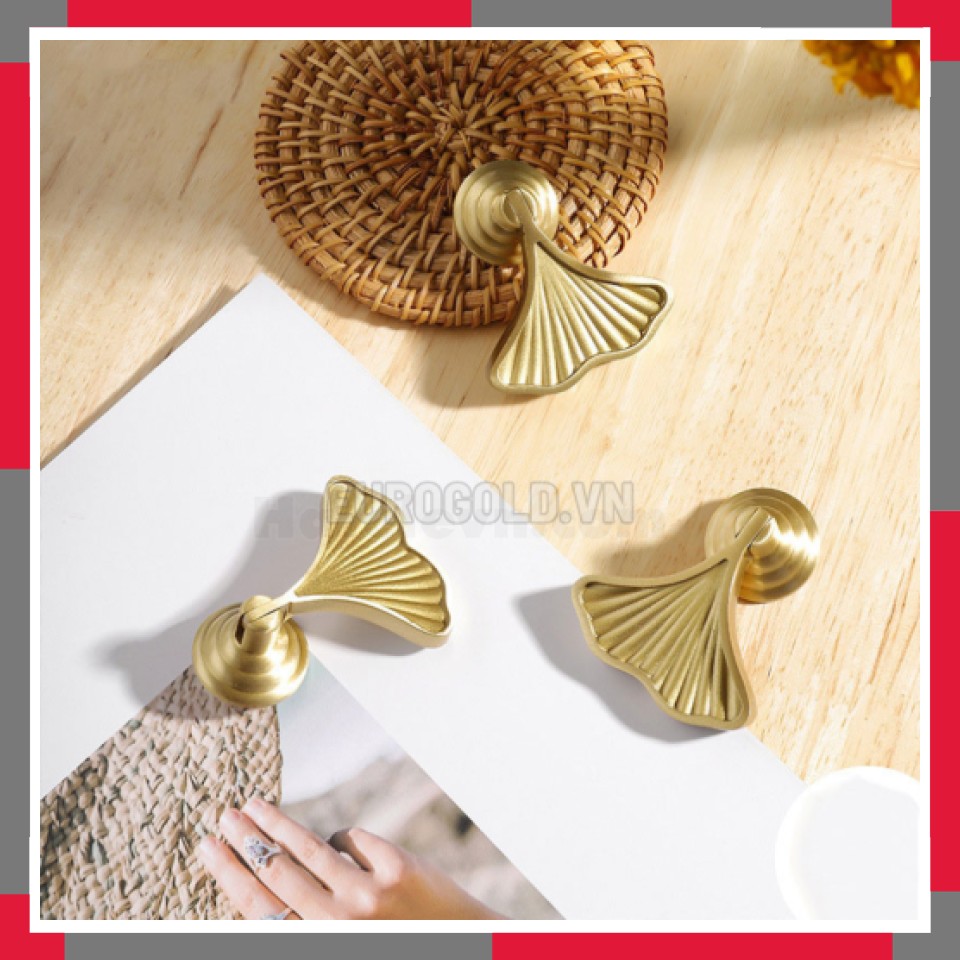 Tay Nắm Tủ đồng Nguyên Chất Hình Lá EuroGold BHER7
