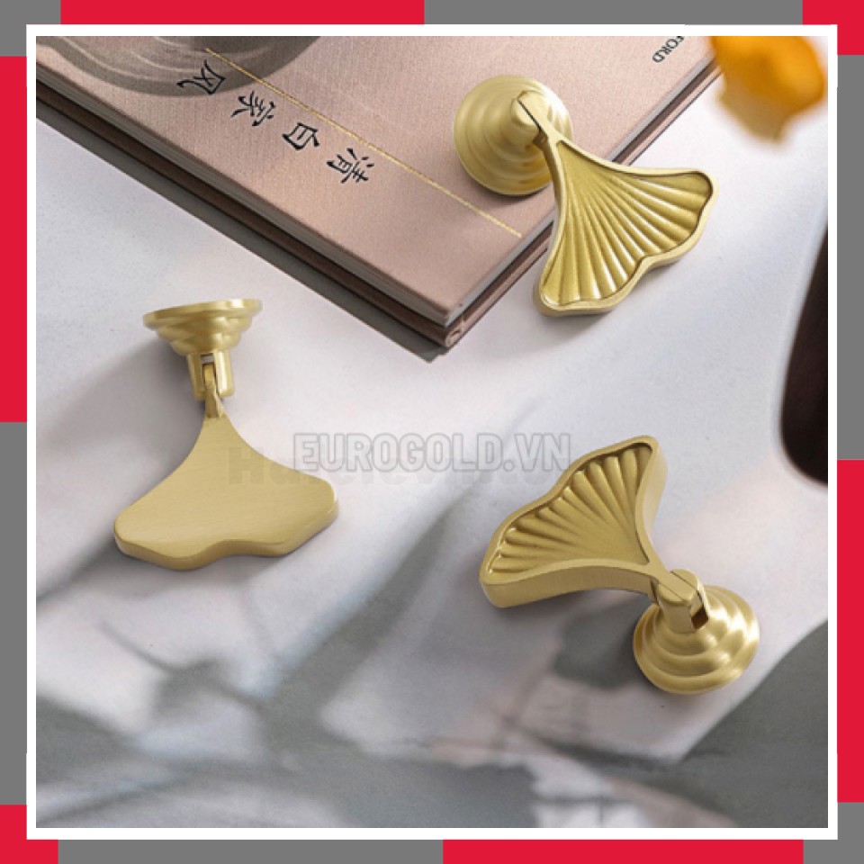 Tay Nắm Tủ đồng Nguyên Chất Hình Lá EuroGold BHER7