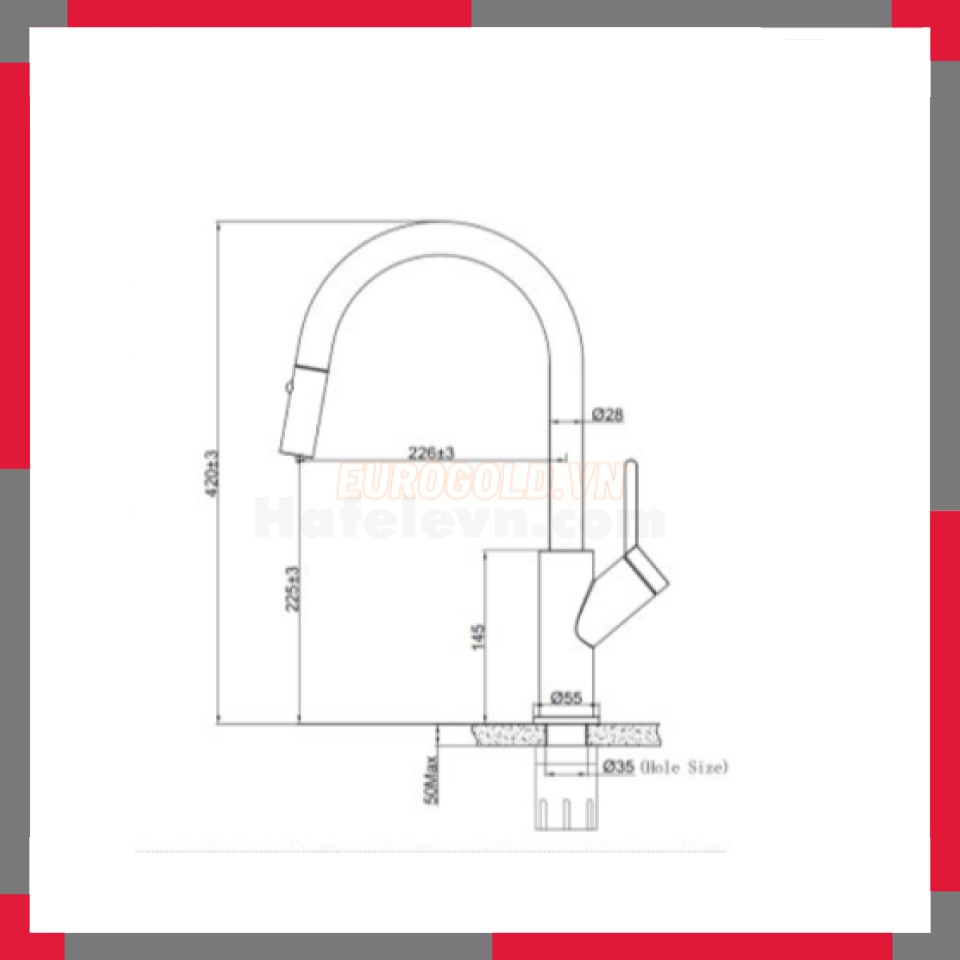 Vòi Nước Inox 304 Dây Rút EuroGold EUF333DR