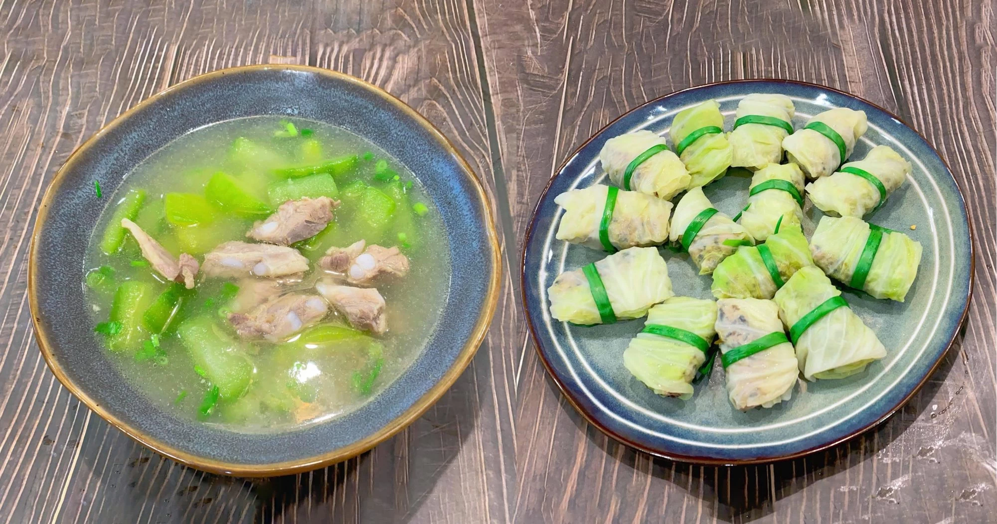 CANH BÍ SƯỜN NON, BẮP CẢI CUỘN THỊT HẤP