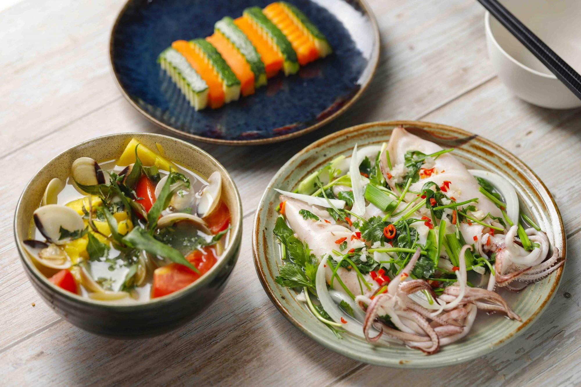 CANH NGAO CHUA – MỰC HẤP – RAU CỦ HẤP