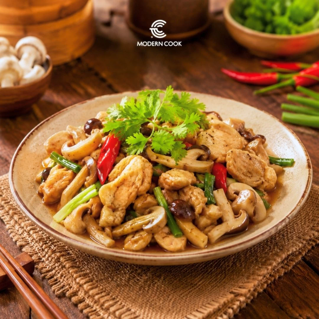 GÀ XÀO HÀNH NẤM