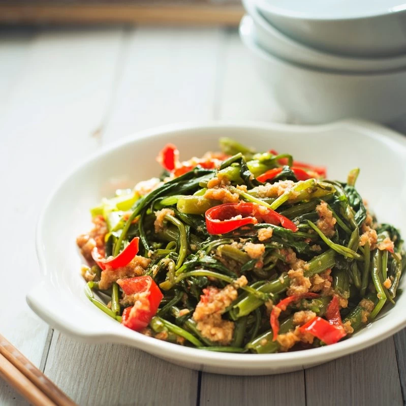 RAU MUỐNG XÀO TÔM KHÔ