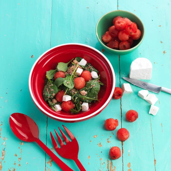 SALAD DƯA HẤU, THỊT HUN KHÓI VÀ SỐT SỮA CHUA