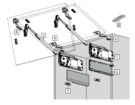 Trọn bộ phụ kiện tay nâng Blum 2 cánh Aventos HF Top
