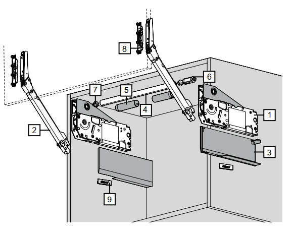  Trọn bộ phụ kiện tay nâng Blum 1 cánh Aventos HL Top