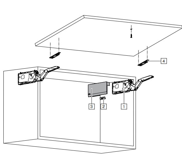 Trọn bộ phụ kiện tay nâng Blum 1 cánh Aventos HK TOP