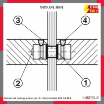 Mount.set hand.gla./ins.i.pai. 8-12mm Hafele 909.04.884