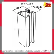 ALUFLEX 80 THANH NHÔM BÊN 10 MÀU BẠC 3M HÄFELE 403.75.328