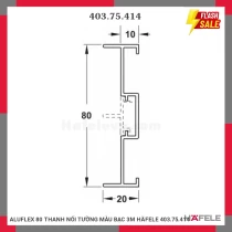 ALUFLEX 80 THANH NỐI TƯỜNG MÀU BẠC 3M HÄFELE 403.75.414