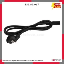 Mains Cable w.plug 45⁰/US/black/2m Hafele 833.89.017